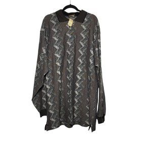 Vintage Deadstock 90's Bachrach Men's Collared Printed Long Sleeve Shirt Size XL